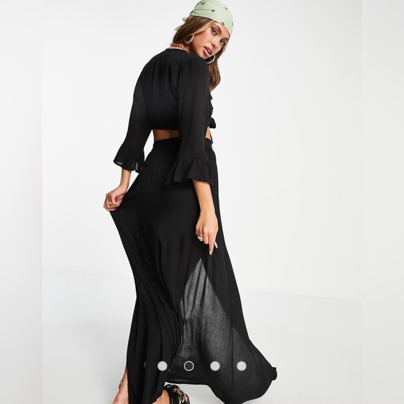 SOUTH BEACH 2-Piece Tie Front Top With Slit Maxi Skirt Set - Picture 2 of 15